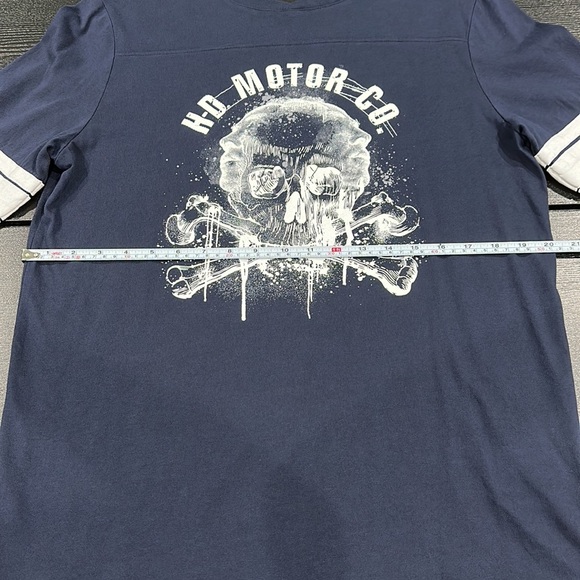 Harley-Davidson Men's Distressed Skull Varsity Style Long Sleeve Tee Shirt - L - Picture 6 of 7